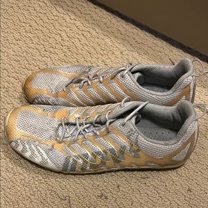 Inov-8 Gray and Gold Athletic Shoes with Breathable Mesh